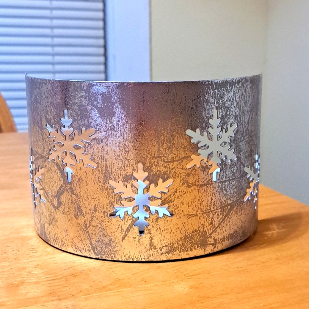 Snowflake Candle Holder At Home America Rustic Silver Finish
